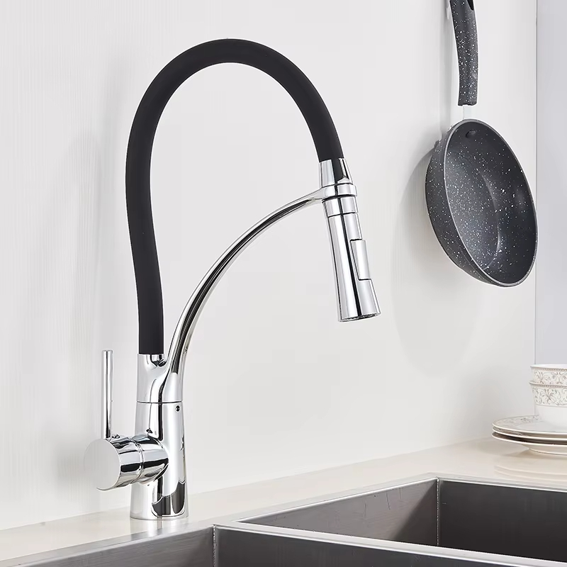 Kitchen Appliances Australia - Grifo de cocina extraíble giratorio negro