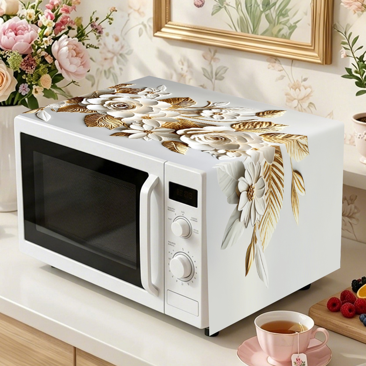 Kitchen Appliances In White - Funda para Horno de Microondas Blanca