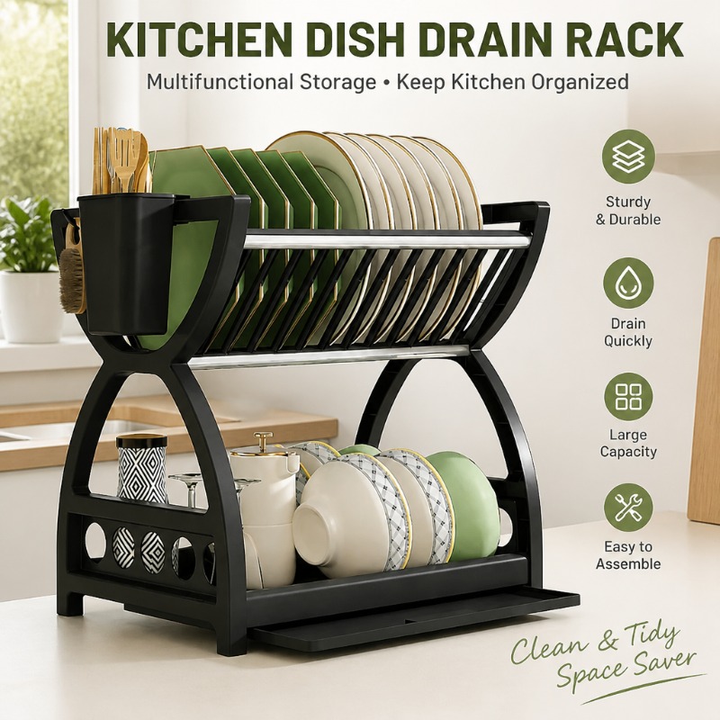 Kitchen Appliances Storage - Escurridor de Platos de 2 Niveles,