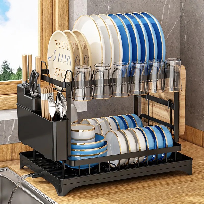Escurridor de platos de doble  - Kitchen Appliances Storage reseña y precio