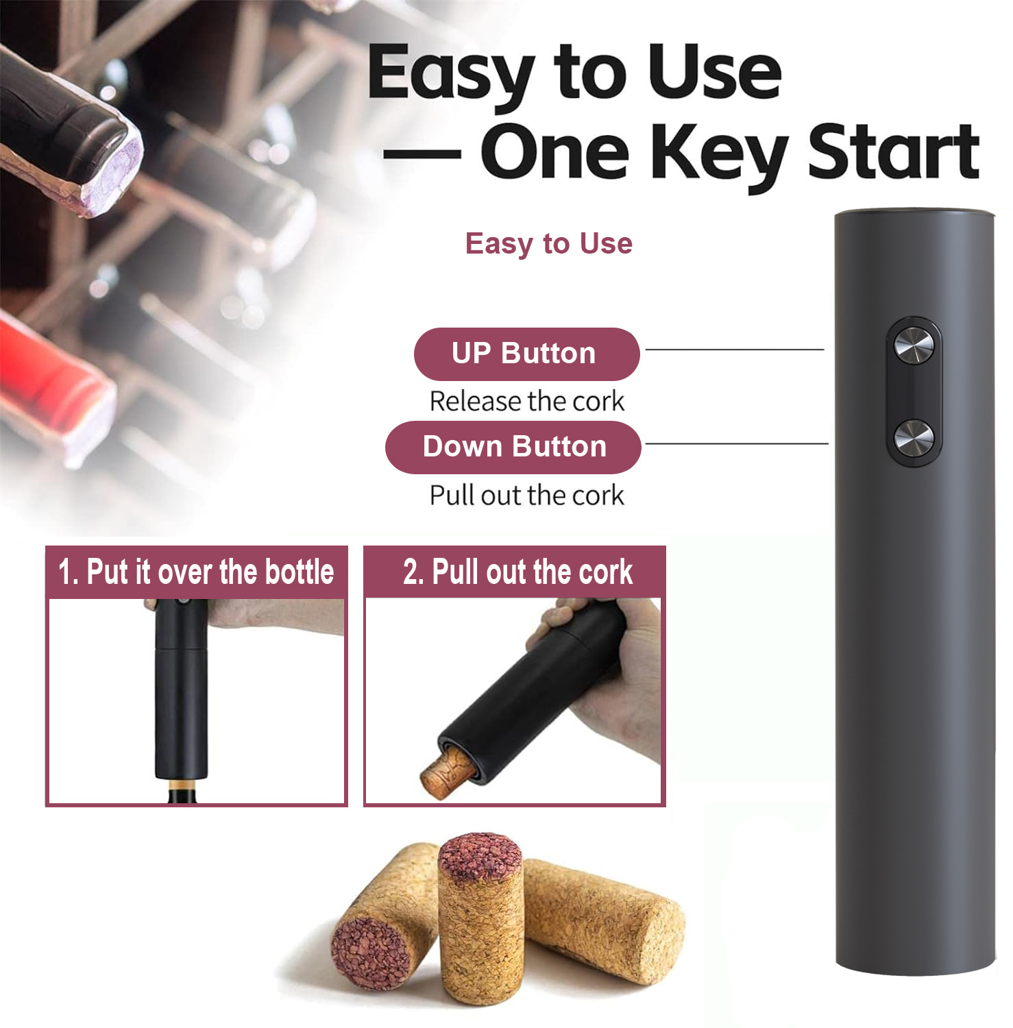 Abridor de vino eléctrico, sac - Wine Opener Electric reseña y precio
